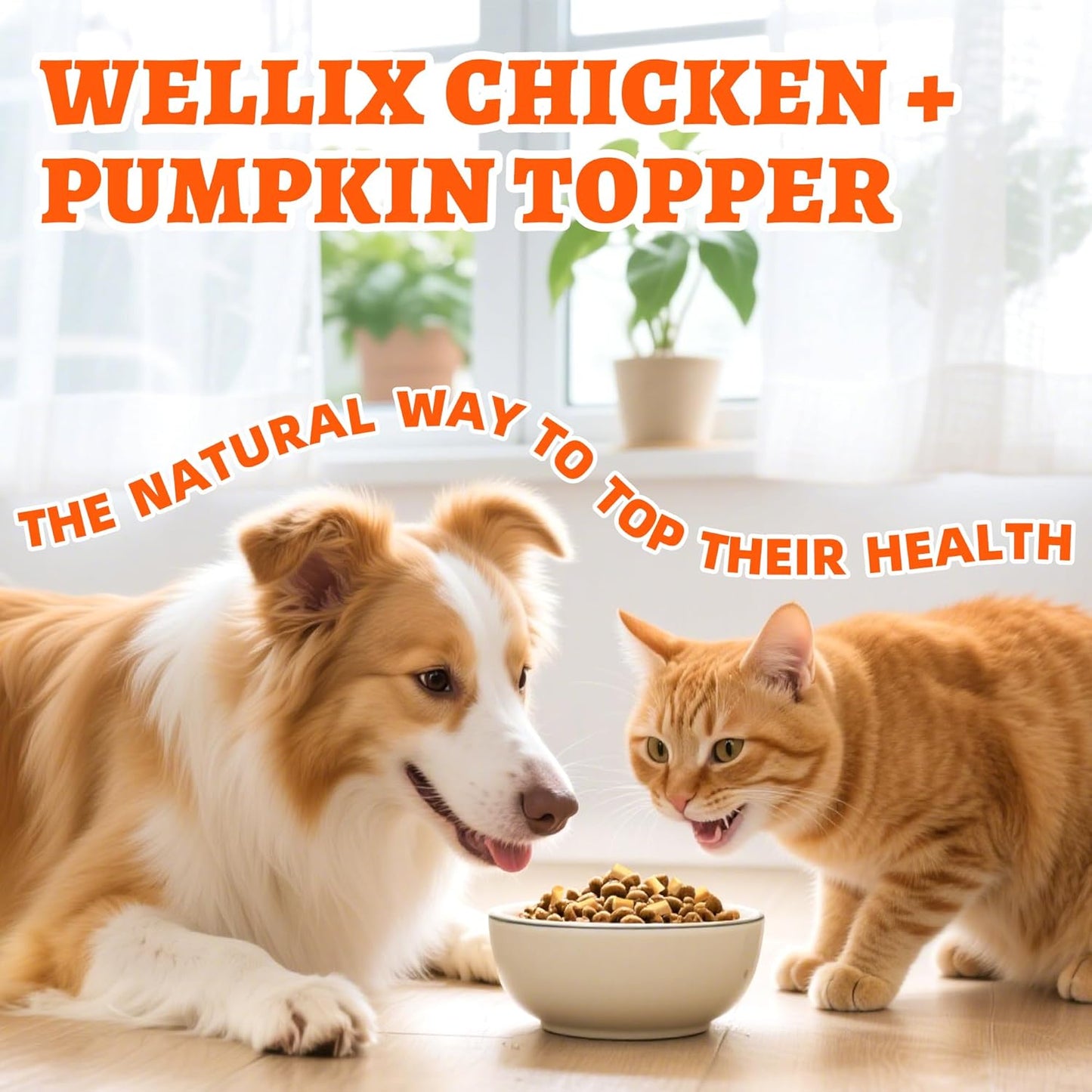 Wellix Chicken & Pumpkin Raw Treat – Freeze Dried Chicken Snacks, Pet Food Topper, Grain Free, Crunchy Cat Treats for Indoor Cats - for Small, Medium & Large Cats & Dogs