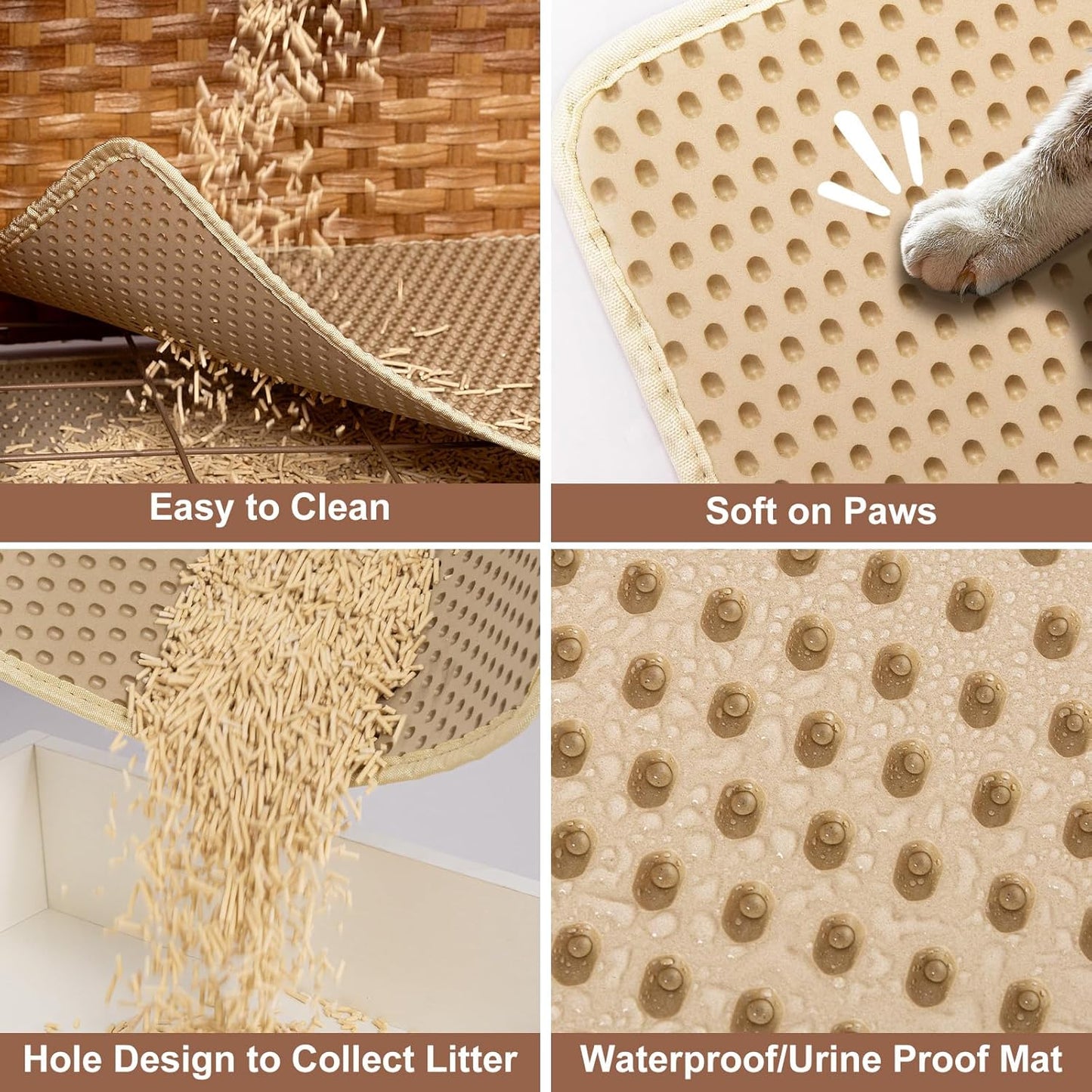 KOUSEI Handwoven Rattan Cat Litter Box Enclosure Furniture - Hidden Indoor Pet House with Door & Mat, Discreet Washroom Cabinet for Living Room and Bedroom, Natural