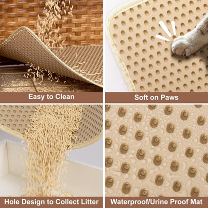 KOUSEI Handwoven Rattan Cat Litter Box Enclosure Furniture - Hidden Indoor Pet House with Door & Mat, Discreet Washroom Cabinet for Living Room and Bedroom, Natural