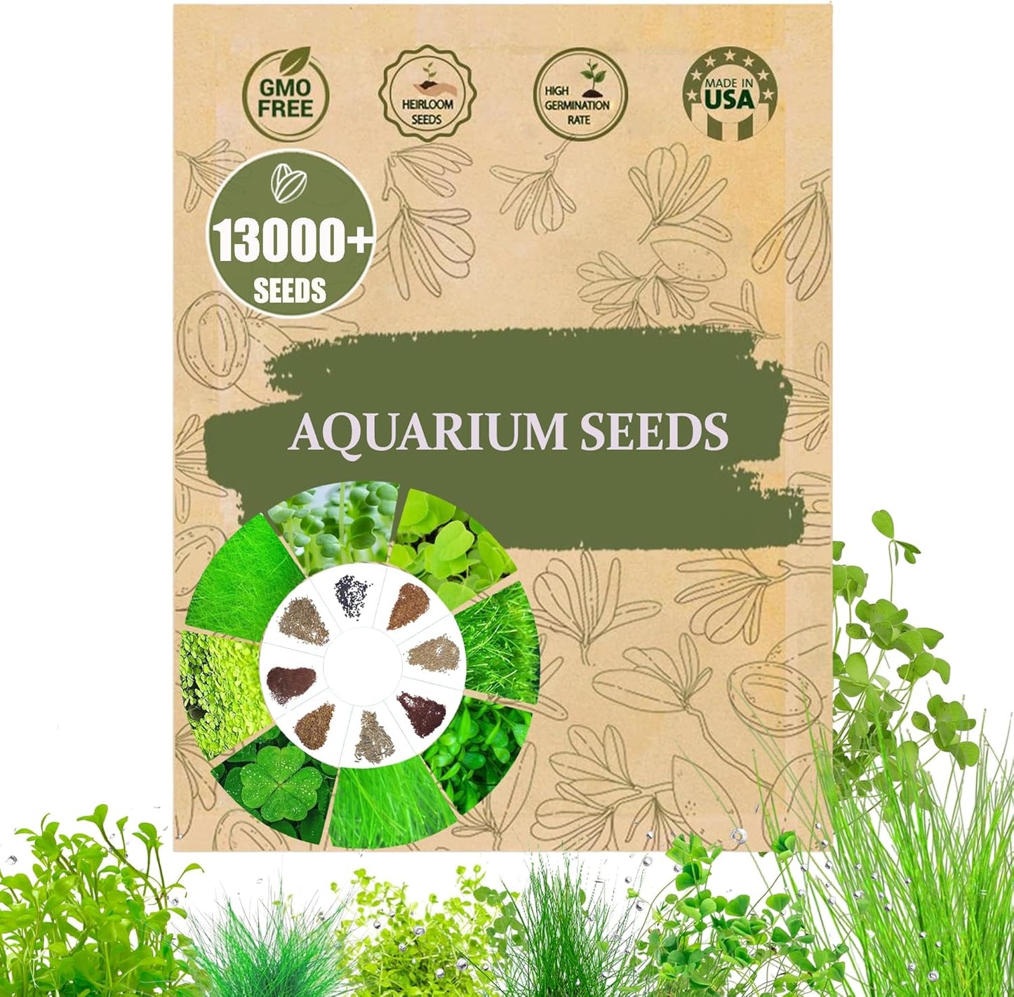 Premium Aquarium Plant Seeds for Planting – 13,000+ Live Mixed Seeds, 8 Varieties – Easy-to-Grow Aquatic Greenery for Lush, Vibrant Fish Tanks