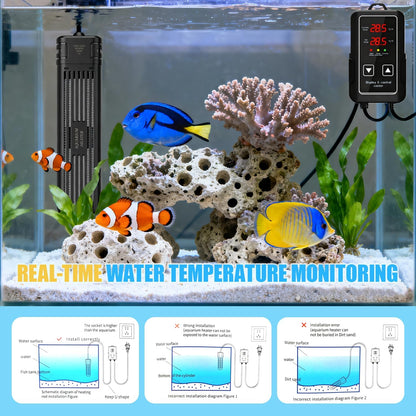 Aquarium Heater, Submersible Fish Tank Heater, 600W, LED Digital Display, 50-105 Gallons