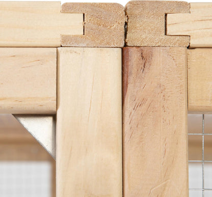 LUMILAND Wooden Outdoor Cat Catio for Safe Playtime, Spacious Enclosure with Platforms and Hammock, Burlywood