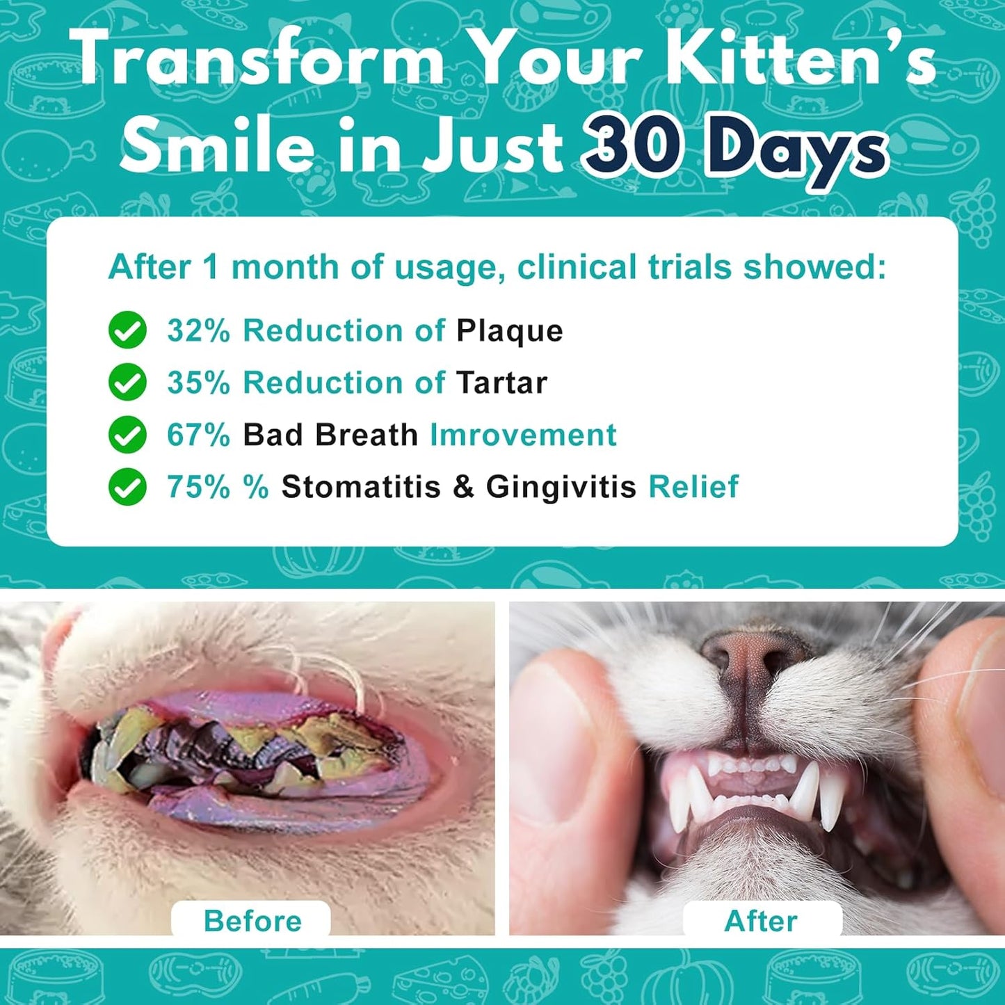 Cat Dental Care, Bad Breath, Stomatitis & Gingivitis Treatment for Cats, Cat Gum Disease Treatment, Cats Oral Health for Teeth, Gums, Mouth and Tartar, 400 Tiny Tablets