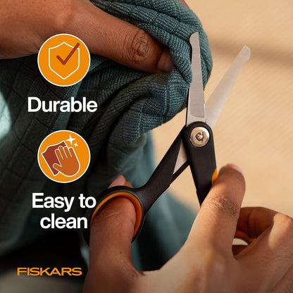 Fiskars Pet Detailing Scissors, Dog & Cat Grooming Scissors, Rounded Tips & SoftGrip Handle for Delicate Areas, Cat and Dog Supplies, 5.5”, Orange/Black