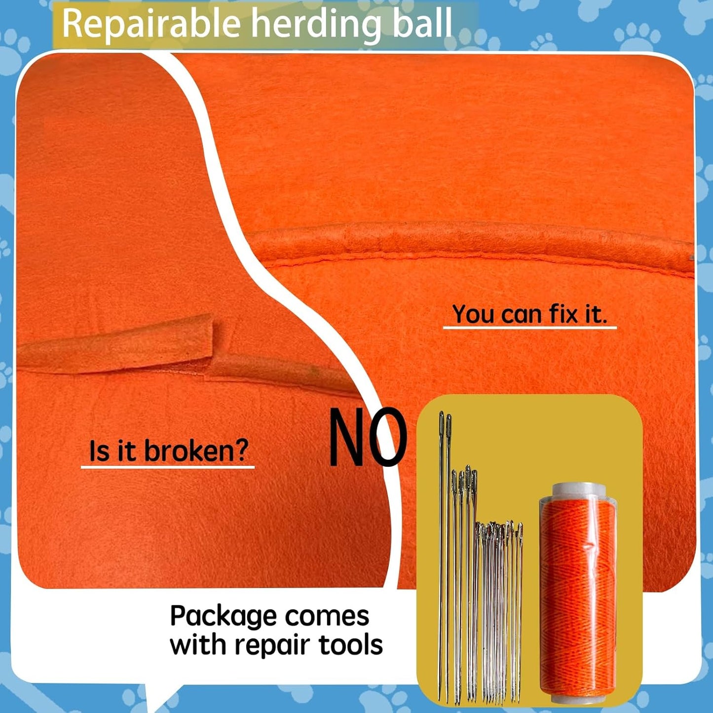 Herding Ball for Dogs, 25" Horse Ball with Cover, Dog Herding Balls Large with Hand Pump, Dog Horse Toys for Play Hurding/Hearding (Orange)