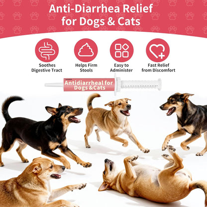 Antidiarrheal for Dogs Anti-Diarrhea for Cats Supplement - Kaolin & Pectin Probiotic Paste Fast-Acting Digestive Support - Puppy Probiotic Supports Firms Stool, Soothes Upset Stomach, Balances Gut pH