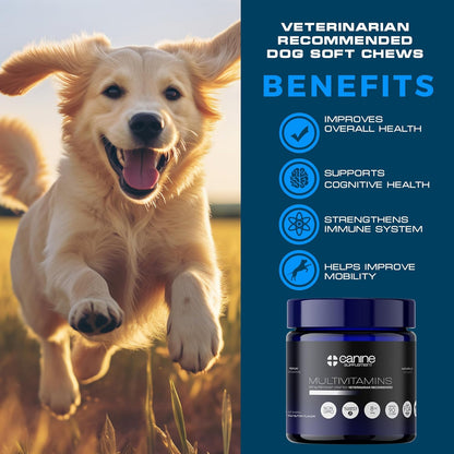 Dog Multivitamin Soft Chews | All-in-One Supplement for Immunity, Joints, Gut & Skin Health | Glucosamine Chondroitin, Vitamins & Probiotics | Roasted Peanut Flavor - 90 Count