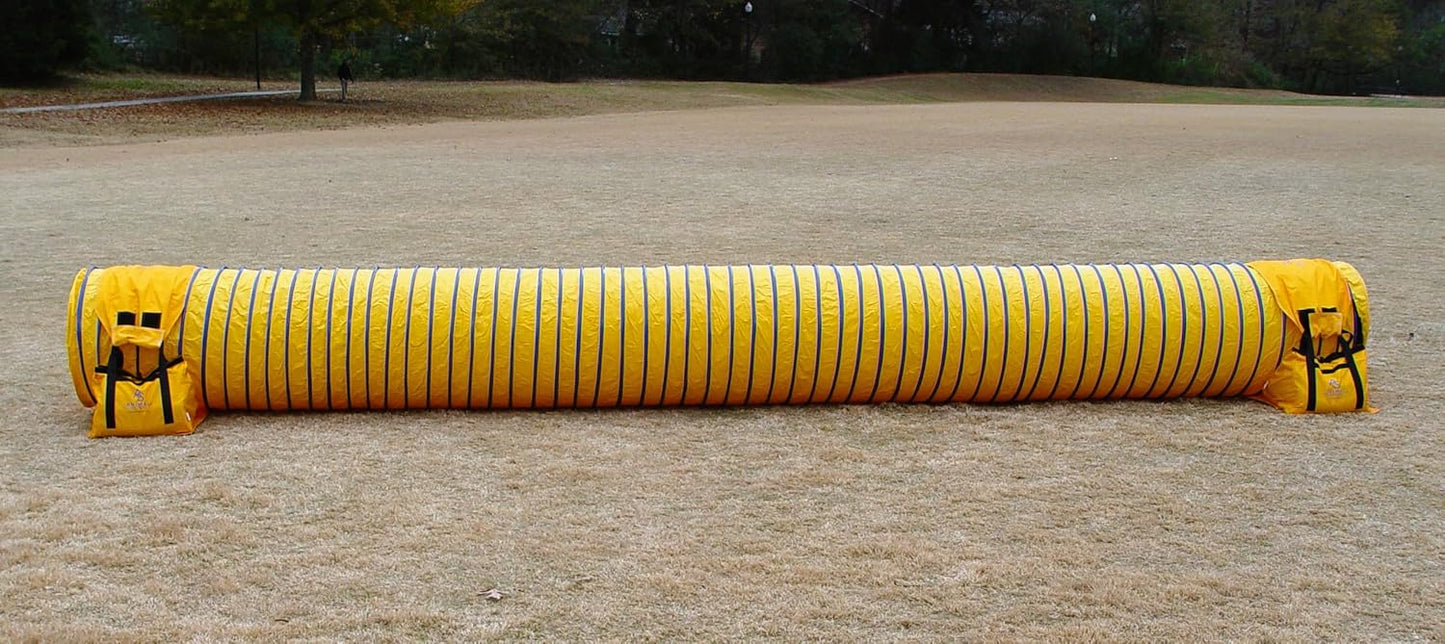 15' Heavy Duty Dog Agility Tunnel with 2 Sets of Tiedown System, Competition & Training, Multiple Colors, 2 Length Options (Yellow)