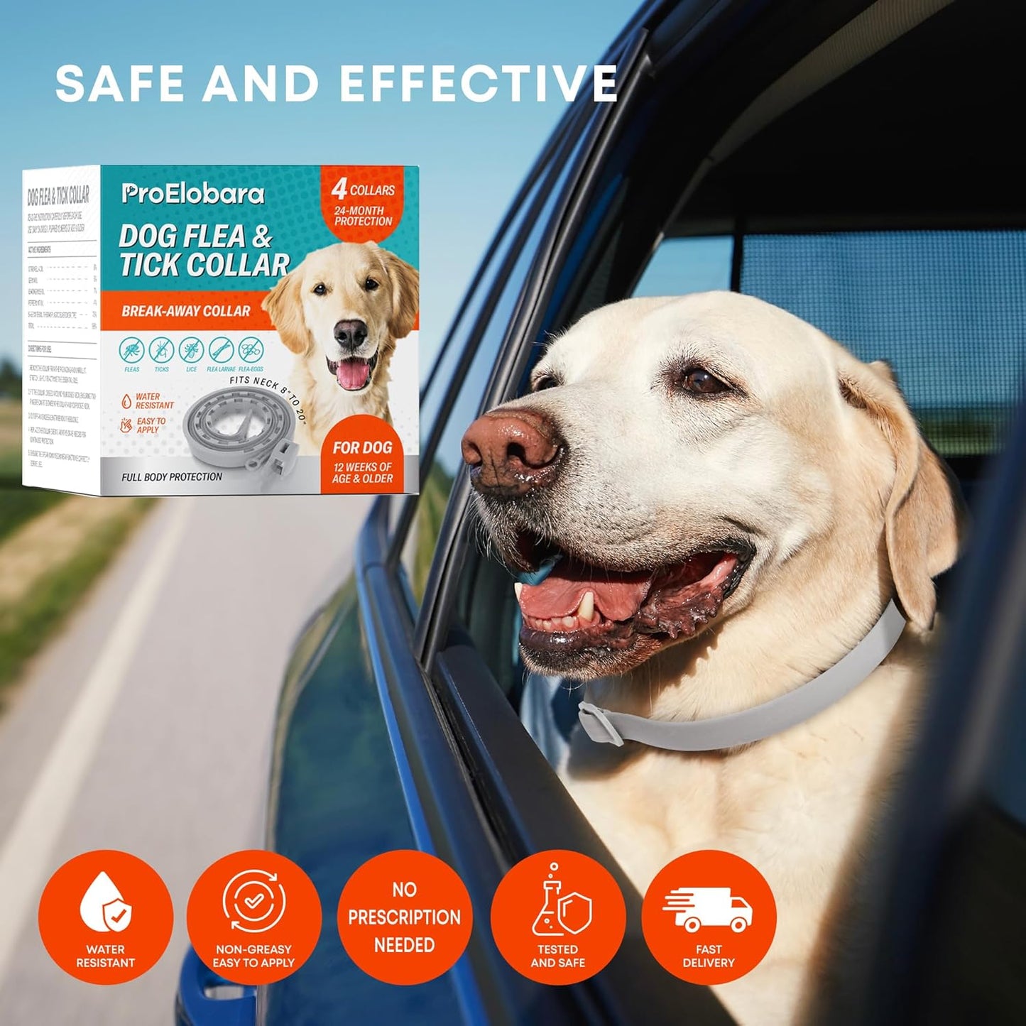 Flea and Tick Prevention Collars for Dogs: Effective Pet Flea Tick Treatment for Dog Collar - Adjustable Natural Flea Tick Collars for Extra Large, Medium, Small Dogs, Fleas Ticks Control for Puppies