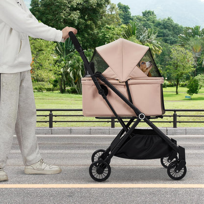 Luxury Pet Stroller for Dogs and Cat- Heavy-Duty Steel Frame, 4 Shock-Absorbing All-Terrain Wheels, One-Second Fold, UV Canopy & Travel-Friendly, FAA-Compliant for Air Travel