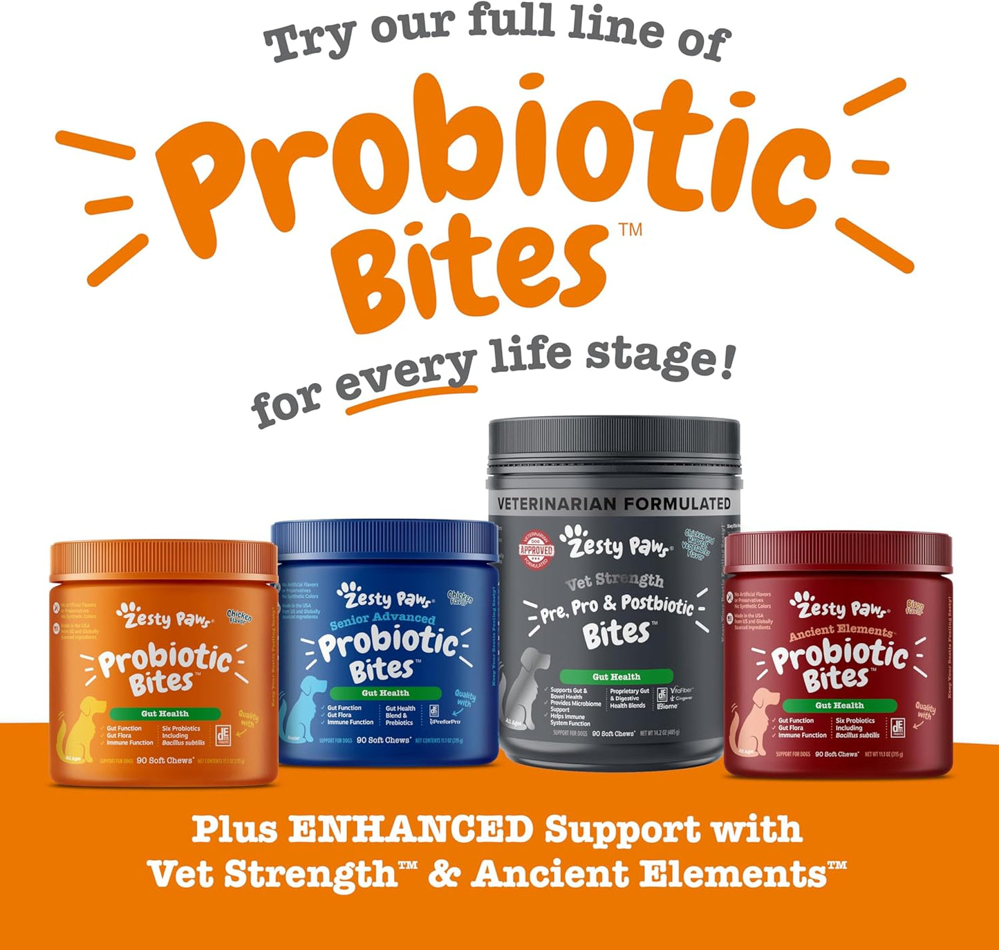 Zesty Paws Probiotics for Dogs - Digestive Enzymes for Gut Flora, Digestive Health, Diarrhea & Bowel Support - Clinically Studied DE111 - Dog Supplement Soft Chew for Pet Immune System - Pumpkin