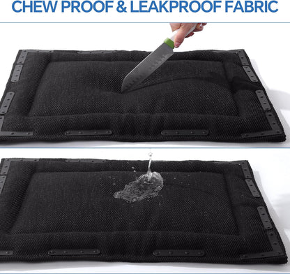 HOMBYS Indestructible Chew Proof Dog Bed with 20 Metal Rivets - Ultra Durable 0.8" Thick Kennel Mat for Aggressive Chewers & Teething Puppies, Waterproof Pet Bed Fits Large Crates (41" x 28")