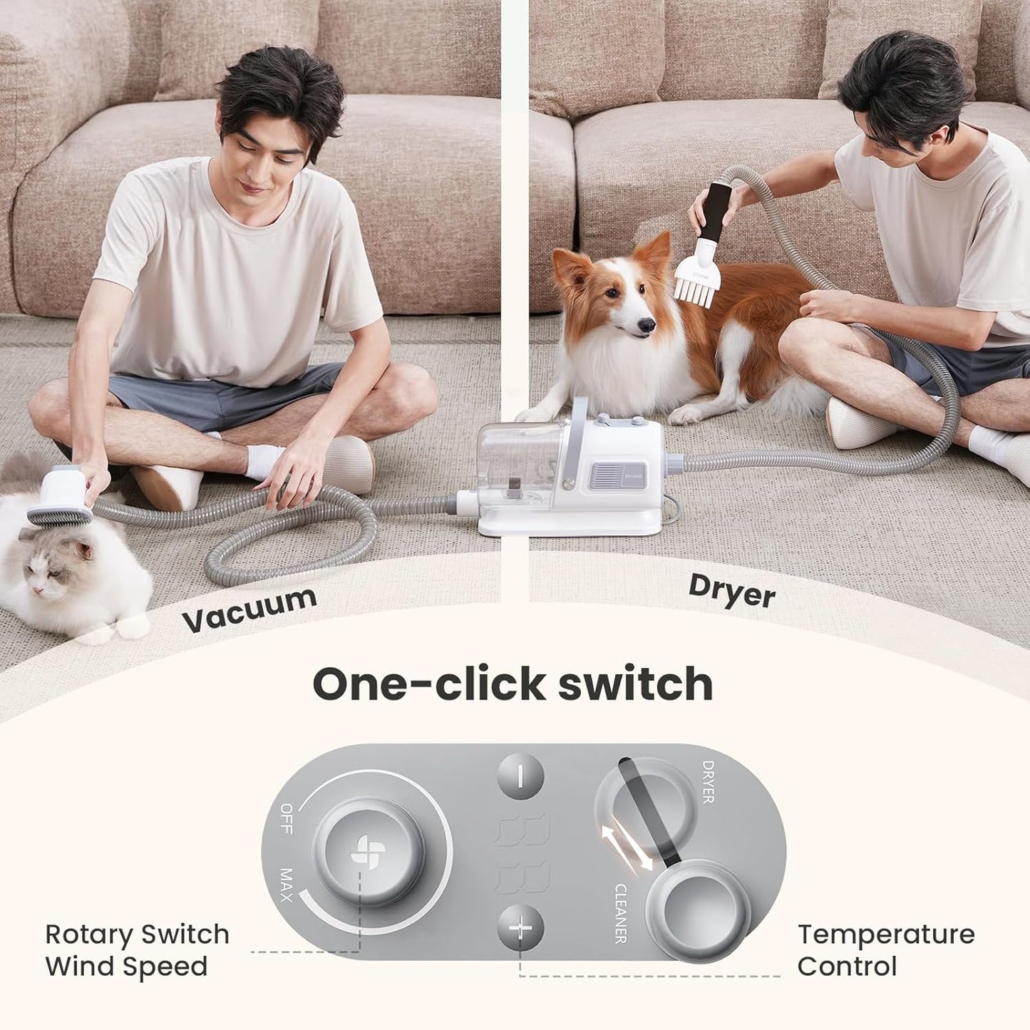 Pst Supplies Bundle:Pet Grooming Brush + Dog grooming vacuum & dryer