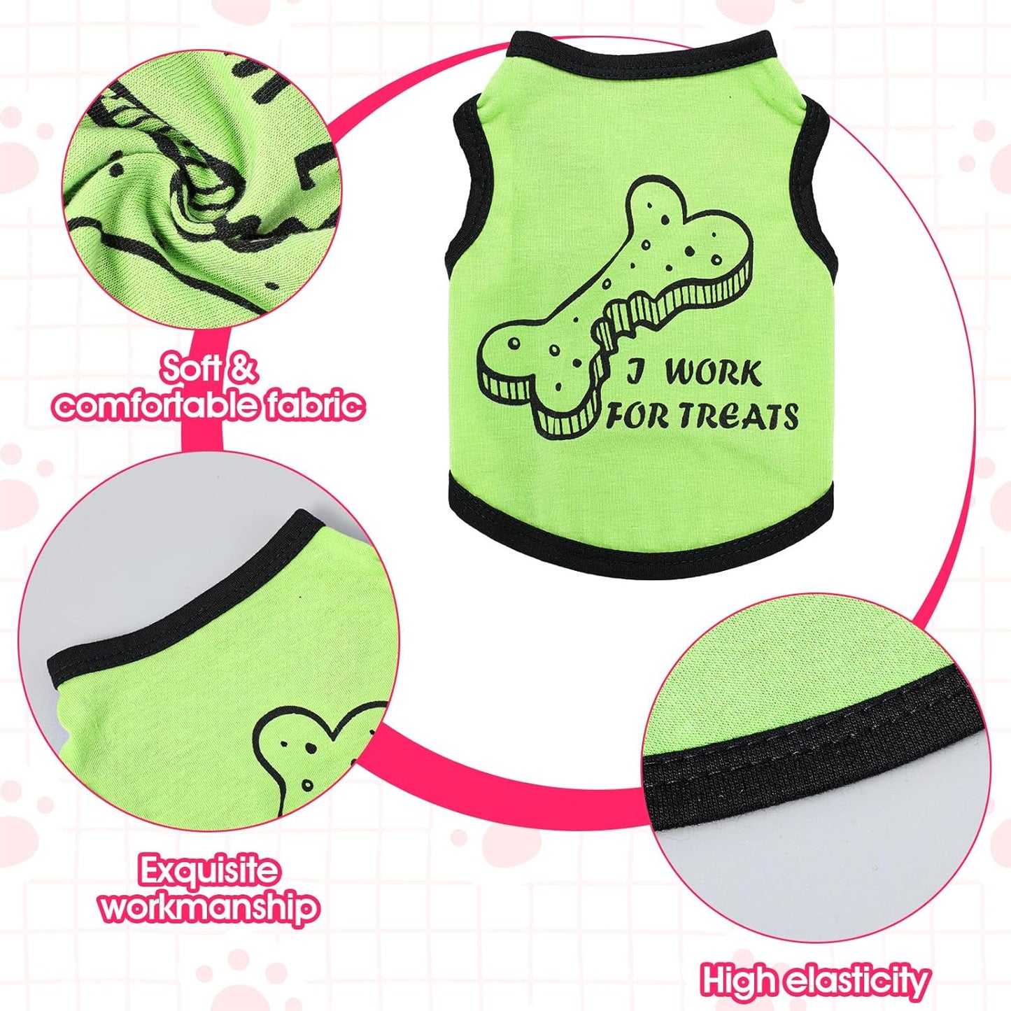 4 Pcs Chihuahua Clothes Cute Boy Dog Shirts for Small Dogs Soft Comfortable Black XXS Dog Clothes Pet Clothing Shirt for Teacup Dogs Yorkies Puppy Kitten