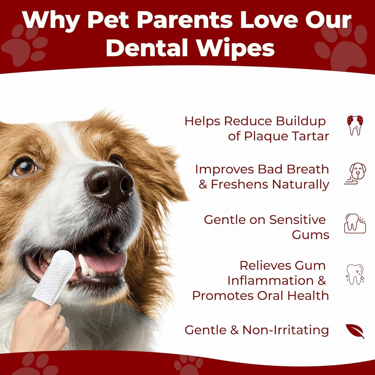 Pets & Pupps Dog Teeth Cleaning Wipes, Cats & Dogs Tooth Brushing Kit to Remove Plaque & Tartar Buildup, Dog Toothbrush and Toothpaste Alternative for Dog Breath Freshener & Dental Care, Unscented