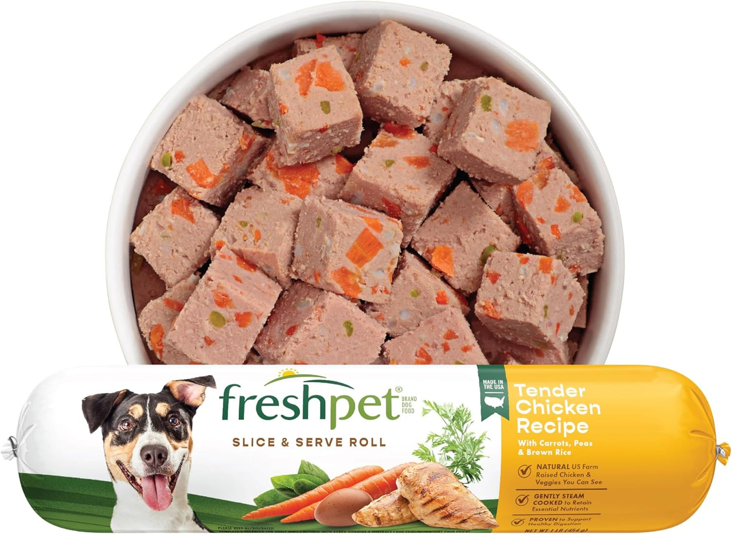 Freshpet Dog Food, Slice and Serve Roll, Tender Chicken Recipe, 16 Oz