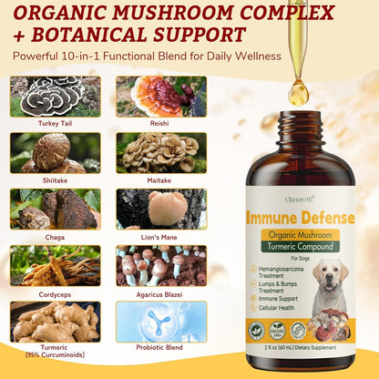 Natural Dog Lumps & Bumps Treatment- Lipoma Treatment for Dogs - Digestive, Cellular, Immune Health Support - Organic 8 Mushroom Supplement Blend, Probiotic & Antioxidants with Turkey Tail Mushroom