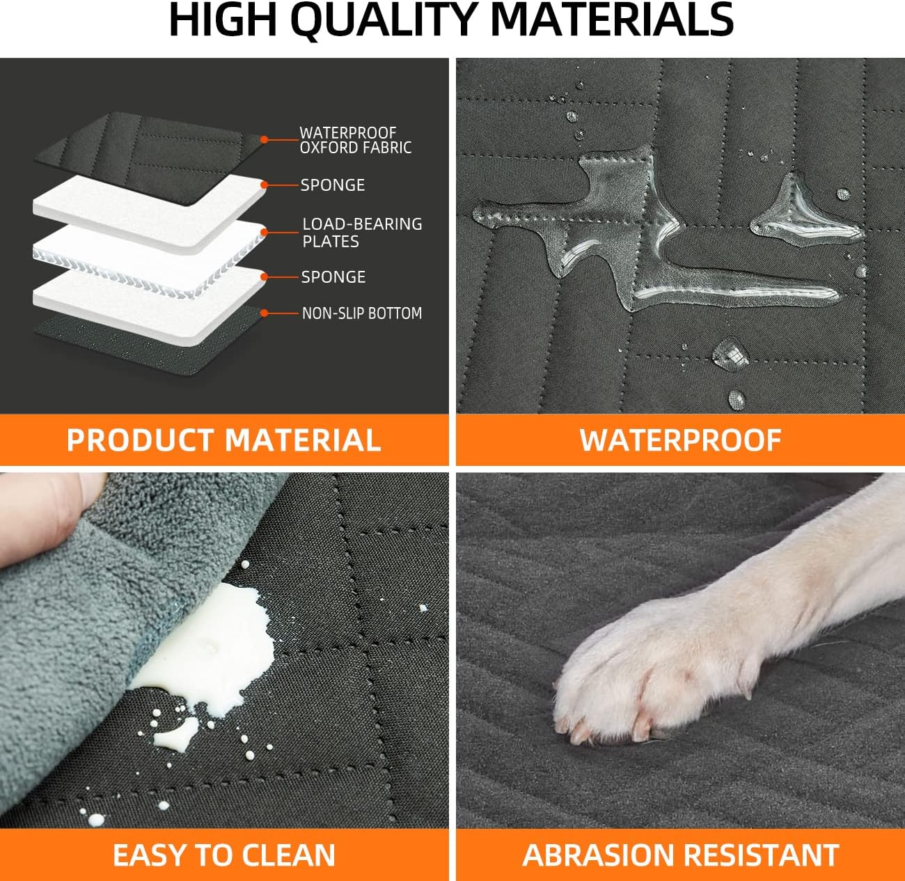 YJGF Back Seat Extender,Dog Seat Cover for Back Seat,Hard Bottom Car Seat Cover for Dogs,Dog Hammock for Car,Back Seat Pet Cover for Dogs(Black)