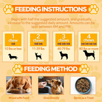 Probiotics for Dogs,6 Digestive Probiotics & 6 Enzymes for Gut Health,Digestion & Gut Support,Helps Diarrhea, Yeast Infection, Upset Stomach,Allergies & Immune System Support-150 Chews