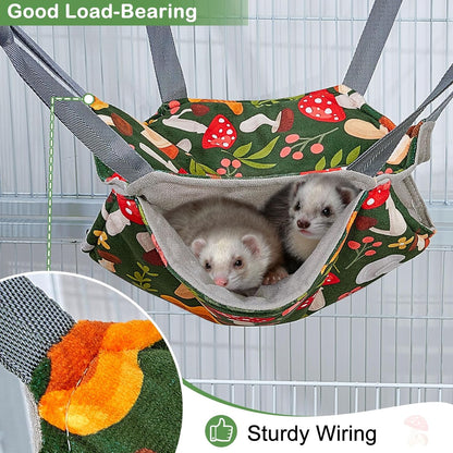 Glittme Ferret Hammock 4 Pack Ferrets Cage Accessories Washable Rat Hammock on Ferrets Cage Soft Guinea Pig hammocks for Rat, Sugar Glider, Squirrel, Guinea Pig
