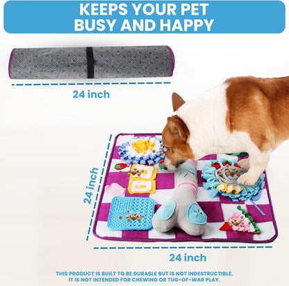 Soft Snuffle Mat for Dogs Large Breed & Lick Pad, Keeps Pets Busy, Comfortable Sniff & Enrichment Mat to Lay On, Puzzle Toy with Lots of Games, Anti-Slip & Washable, Slows Down Feeding