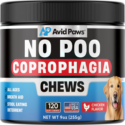 No Poo Chews for Dogs - Coprophagia Stool Eating Deterrent with Probiotics & Enzymes - Stop Dogs from Eating Poop - Digestive Support Soft Chews for All Breeds & Sizes - Forbid Stool Eating Deterrent