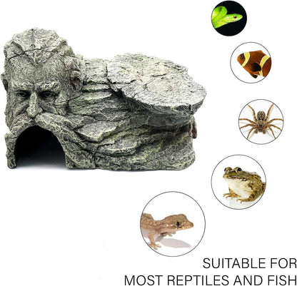 Reptile Rock Basking Platform, Gecko Hide Cave Hiding Place, Snake Cave and Hides for Reptiles, Amphibians, and Small Animals, Lizards
