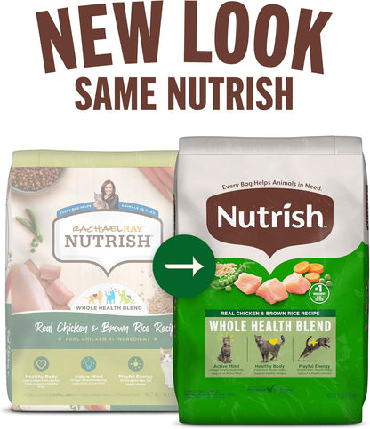 Nutrish Premium Natural Dry Cat Food, Real Chicken & Brown Rice Recipe, 14 Pounds (Packaging May Vary), (Rachael Ray Nutrish)