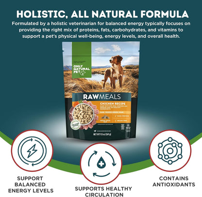 Only Natural Pet RawMeals Chicken Recipe Freeze-Dried Dog Food - High-Protein, Grain-Free, with Organ Meat, Fruits & Veggies - Complete Meal, Topper, or Treat for All Breeds & Picky Eaters - 9.5 oz