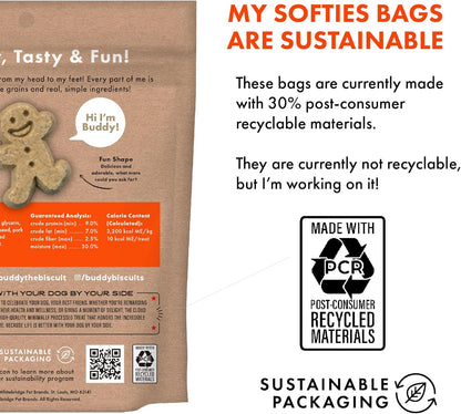 Buddy Biscuits Softies 8 oz Pouch, Soft & Chewy, Natural Peanut Butter Flavor Dog Treats, Oven Baked in The USA