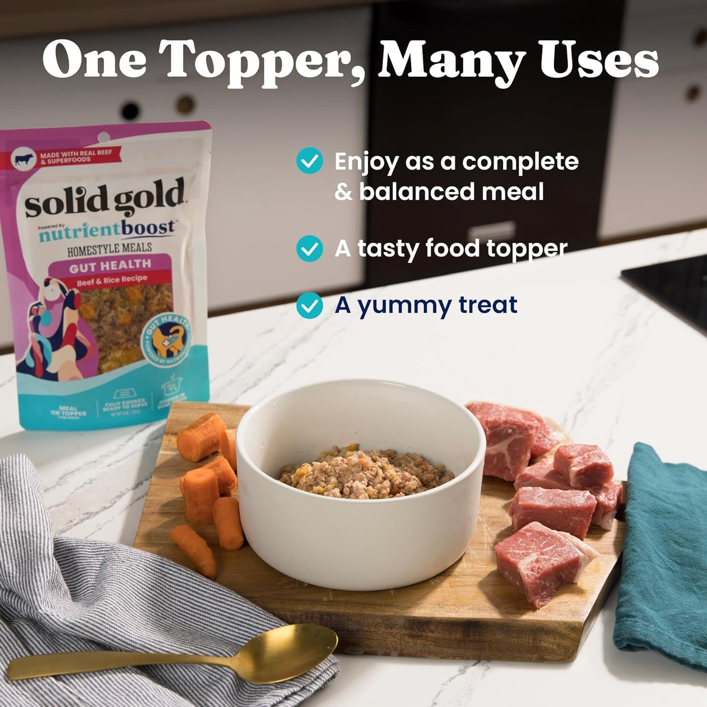 Solid Gold Homestyle Meals Wet Dog Food - Soft Food for Dogs w/Beef, Bone Broth & Superfoods for Gut Health Support - Dog Toppers for Dry Kibble - Fresh Refrigerated Full Meal Replacement - 9oz/6ct