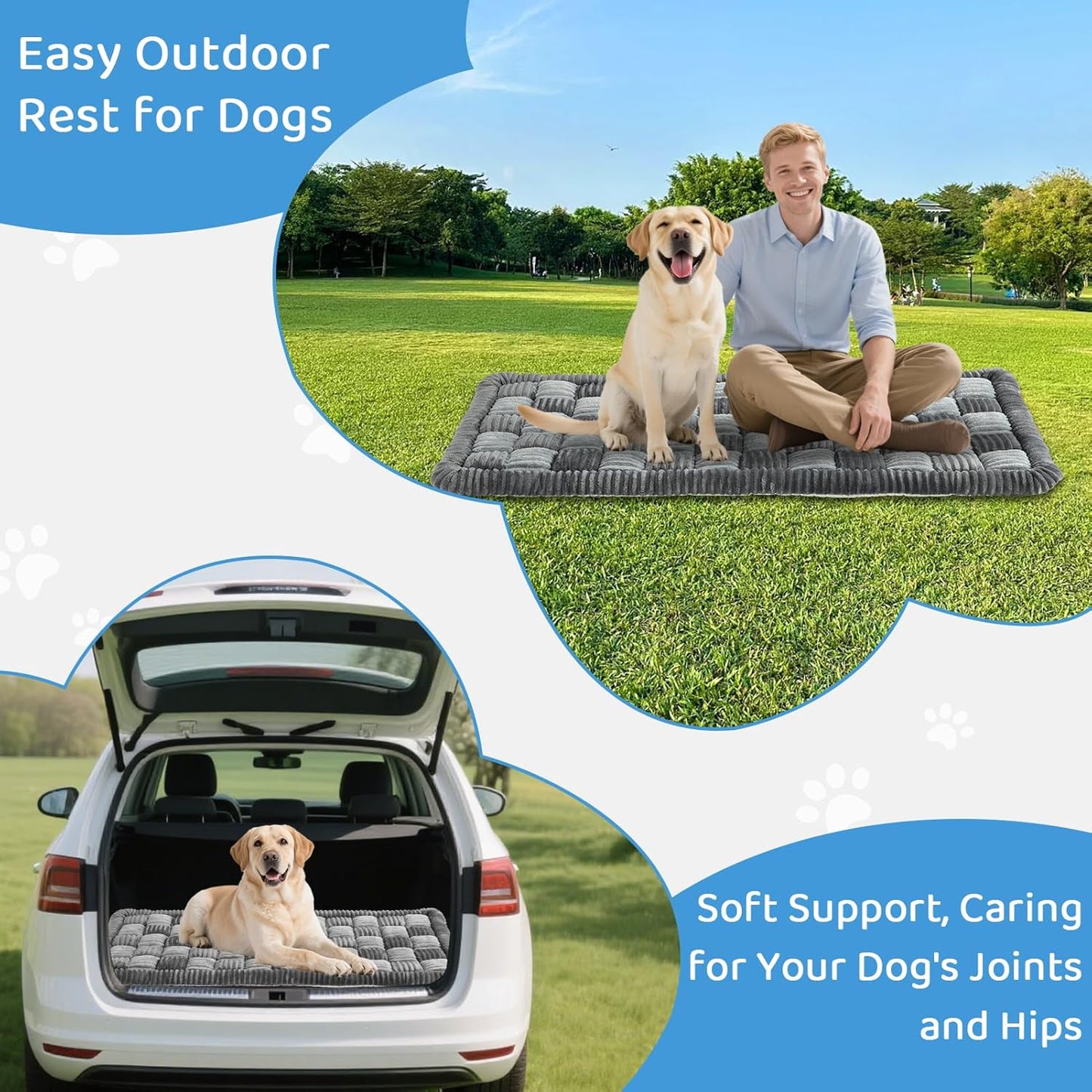 Dog Bed for Car Back Seat, Non-Slip Flannel Pet Travel Mat for Cars SUVs Trucks, Soft Thickened Pet Car Seat Cover Protector, Easy to Clean Portable Dog Blanket for Car Travel (23.6"x51.2", Gray)