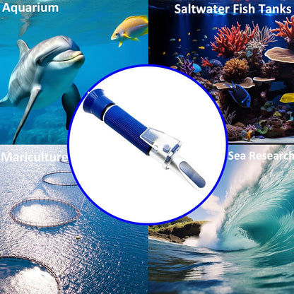 Salinity Refractometer for Aquarium Seawater Fishkeeping Dual Scale Saltwater Refractometer 0-100PPT & 1.000-1.070 Salinity Tester Hydrometer with Automatic Temperature Compensation