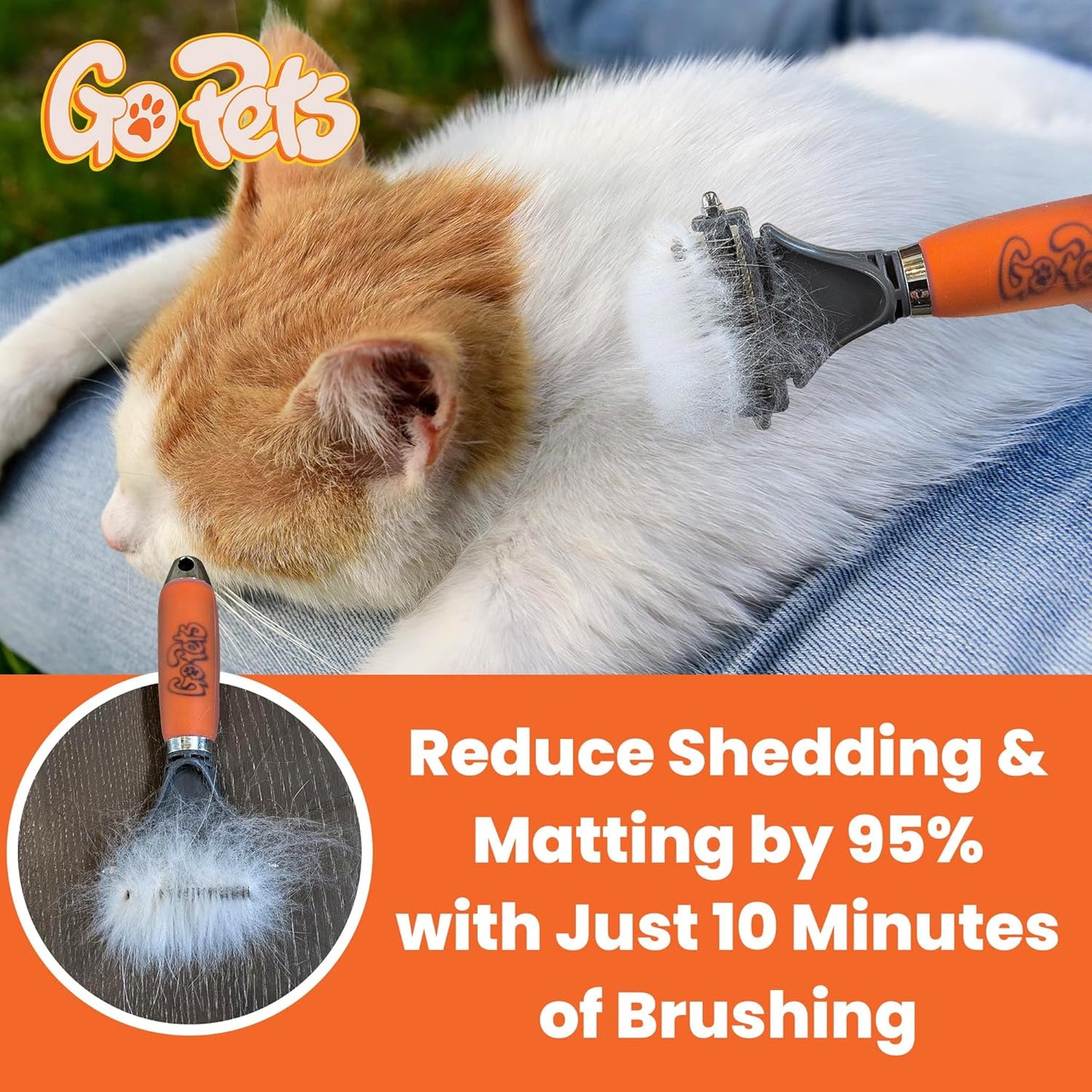 GoPets Dematting Comb for Dogs, Pet Grooming Rake, Double-Sided Dog Brush for Shedding, Deshedding Brush for Cats, Undercoat Mat Dematting Tool for Long Haired Cats, Cat Comb for Grooming Matting Hair