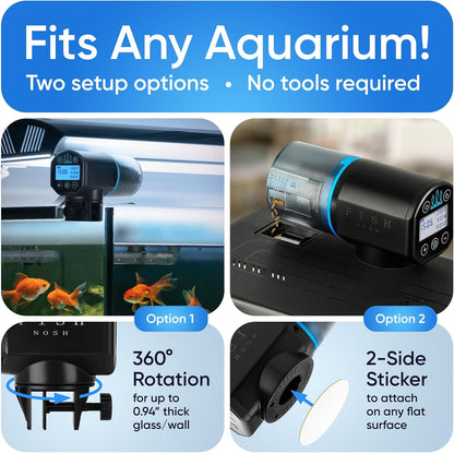 FISHNOSH Automatic Fish Feeder for Aquarium - New Generation 2025, Auto Food Dispenser with Timer for Small Tank, Big Aquariums & Pond (Blue)