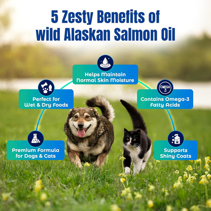 Life Line Pet Nutrition Wild Alaskan Fish Oil Omega-3 Supplement for Skin & Coat – Supports Brain, Eye & Heart Health in Dogs & Cats, 8.5oz