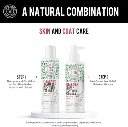 Itchy Dog Flea and Tick Shampoo 300ml – Plant-Based Gentle Dog Shampoo – Flea & Tick Care for Dogs – Cleanses & Freshens Coat – for Sensitive Skin – by C&G Pets