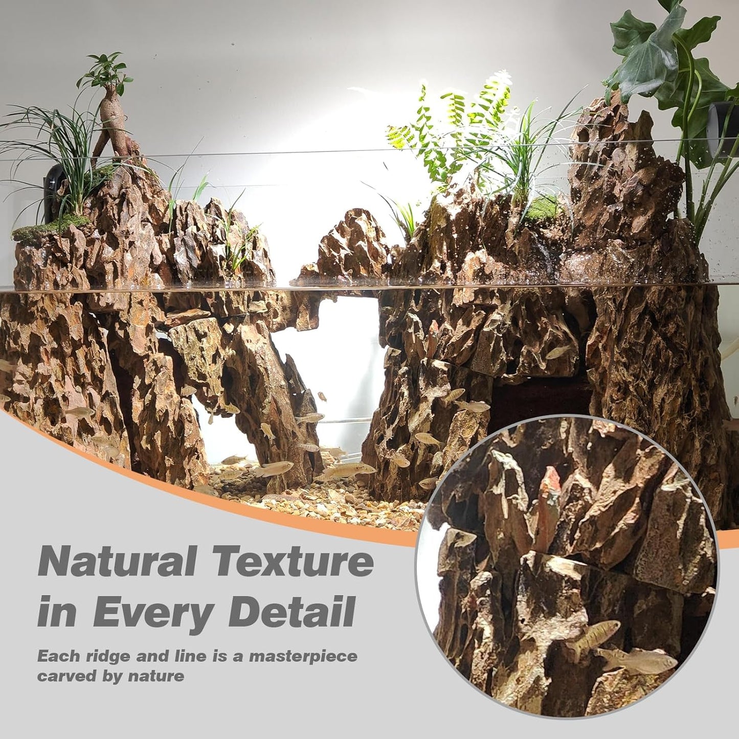 Unocho Aquarium Stone Rocks Dragon Stone 10lb Aquarium Décor Rocks Aquascaping Stone Fish Rocks for Aquariums Landscaping Model Tank Decoration Paludarium Amphibian Enclosures(2-6 inches)