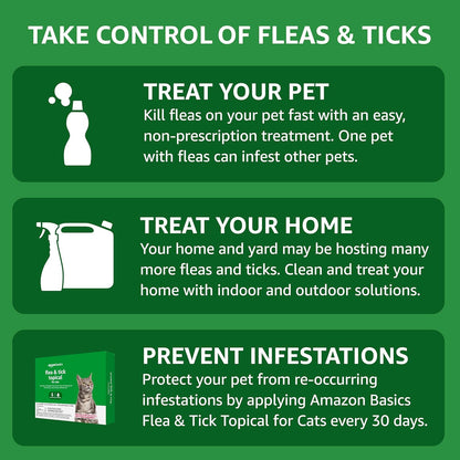 Amazon Basics PreventativeFlea and Tick Topical Treatment for Cats (Over 1.5 Pounds), 3 Count