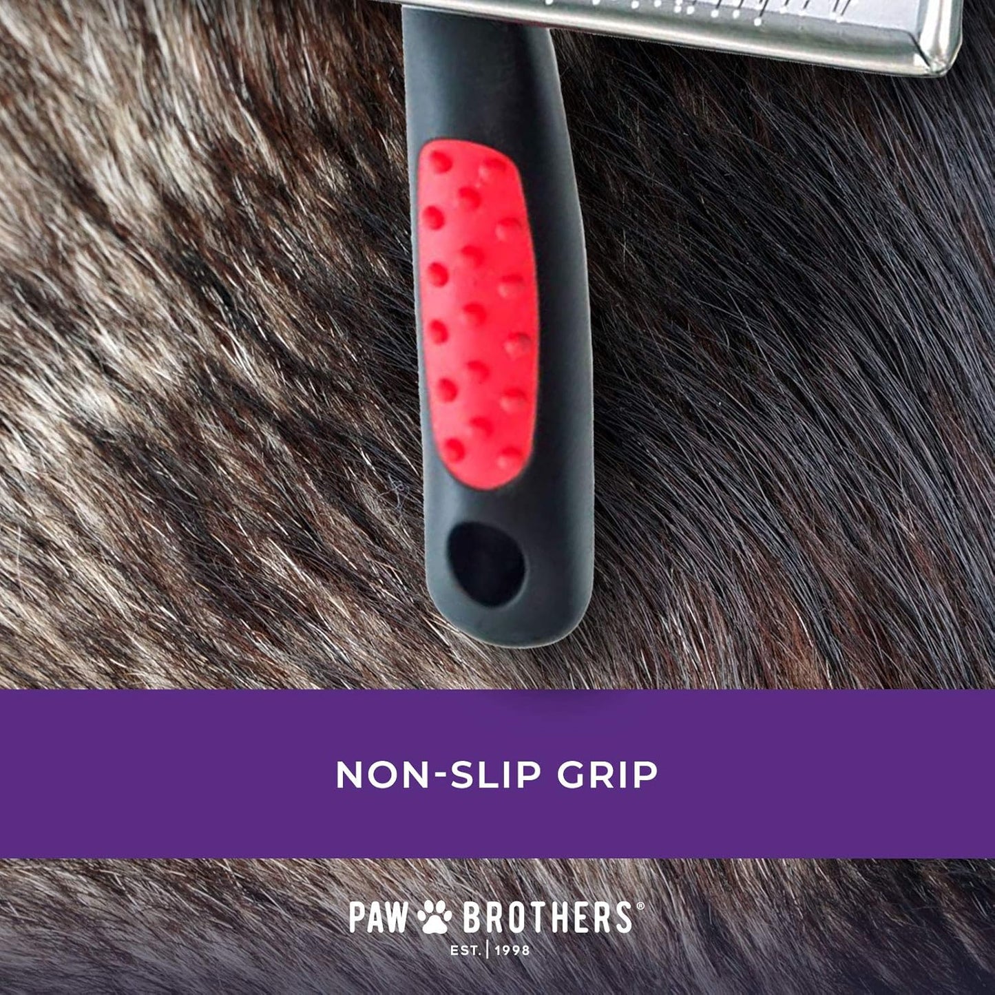 RYAN'S PET SUPPLIES Paw Brothers Soft Flat Slicker Brush with Coated Pin Tips, Mini/Small