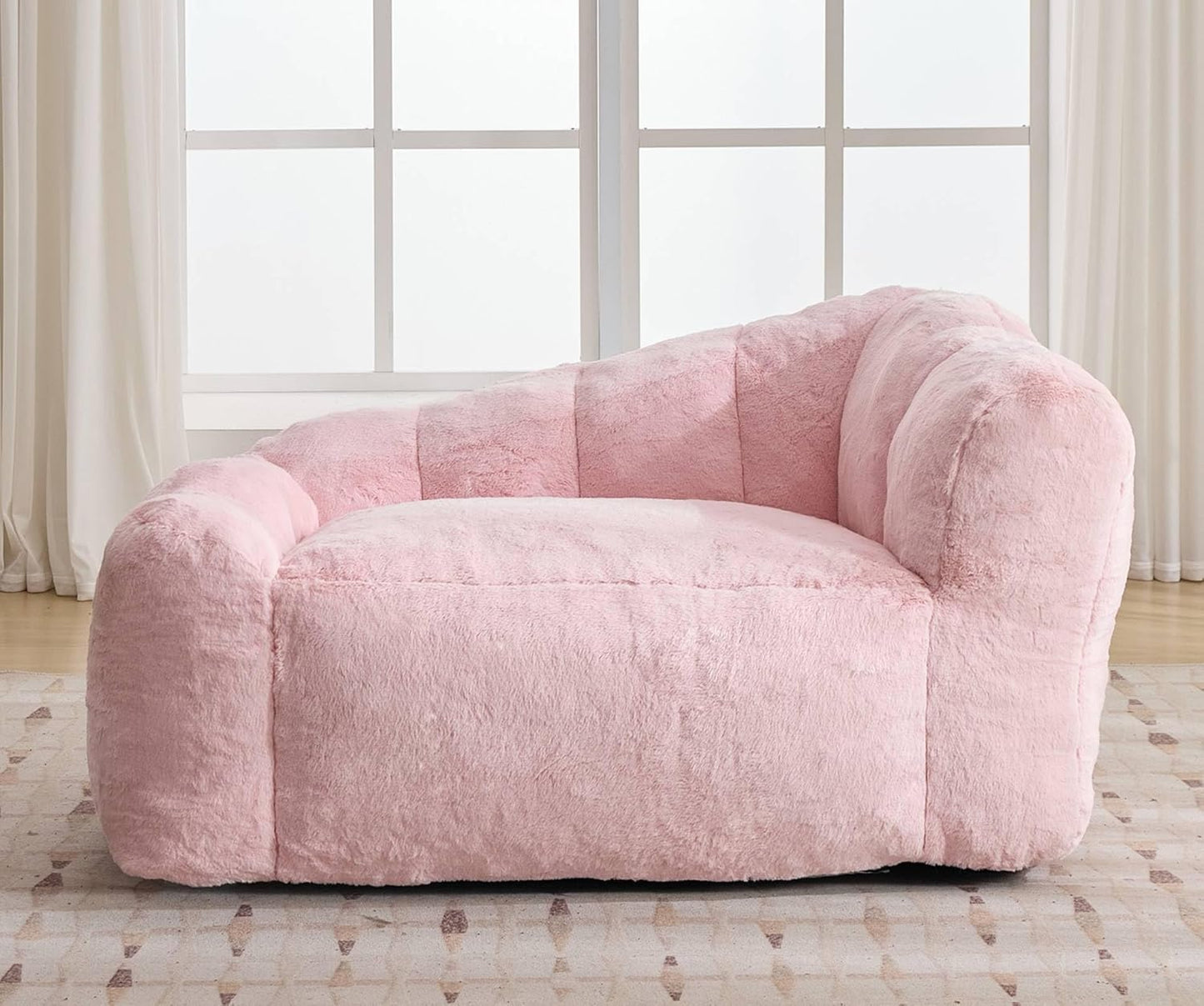 51 Inch Dog Sofa Couch for Large Medium Dogs up to 130 Lbs, Memory Foam Pets Sofa with Faux Fur Fabric Pink