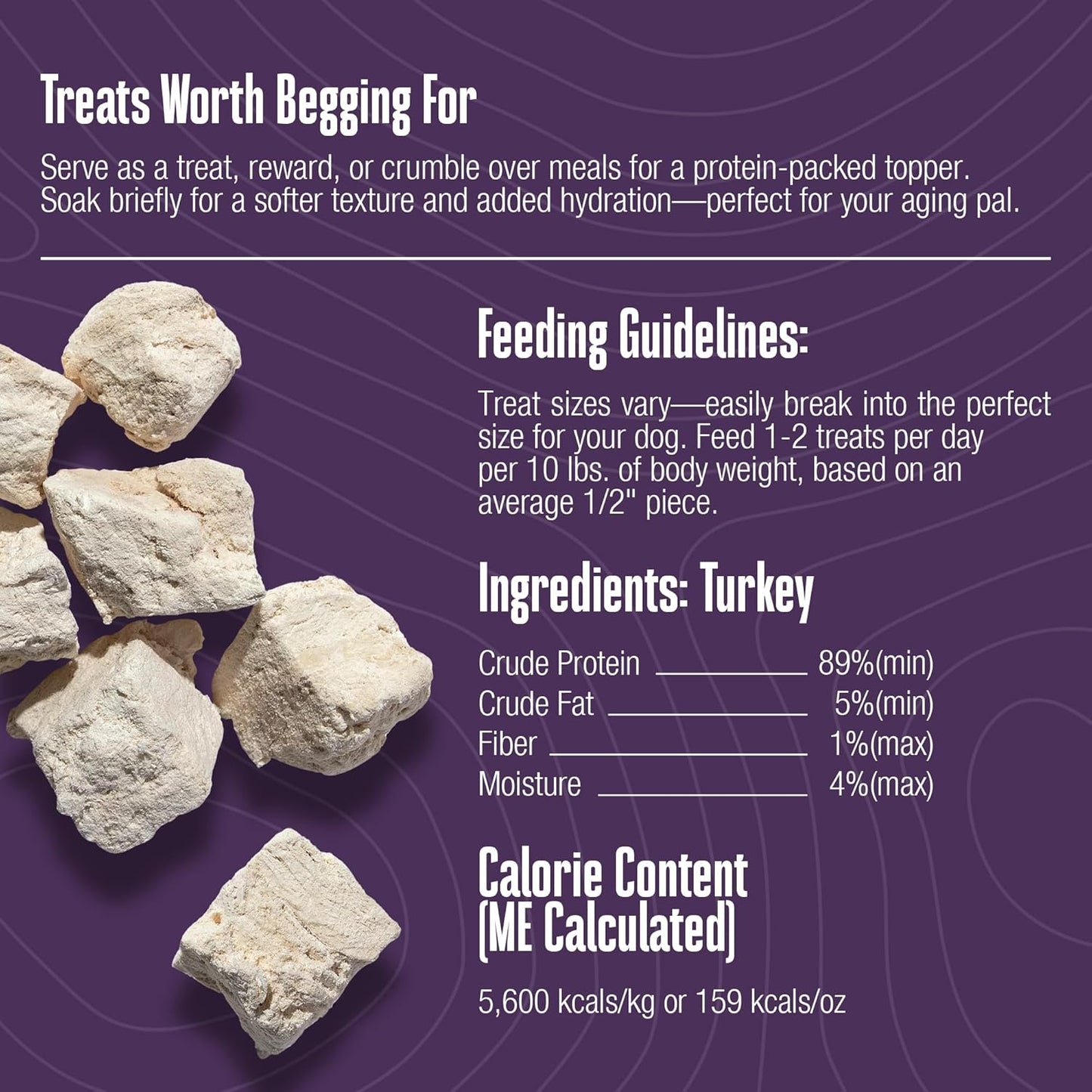 Whole Life Dog Just One Turkey Freeze Dried Dog Treats - Human Grade High Protein Food, Healthy Training Snacks, Freeze Dried Food Toppers, USA Made Natural Treats - 10 oz (Value Pack of 1)