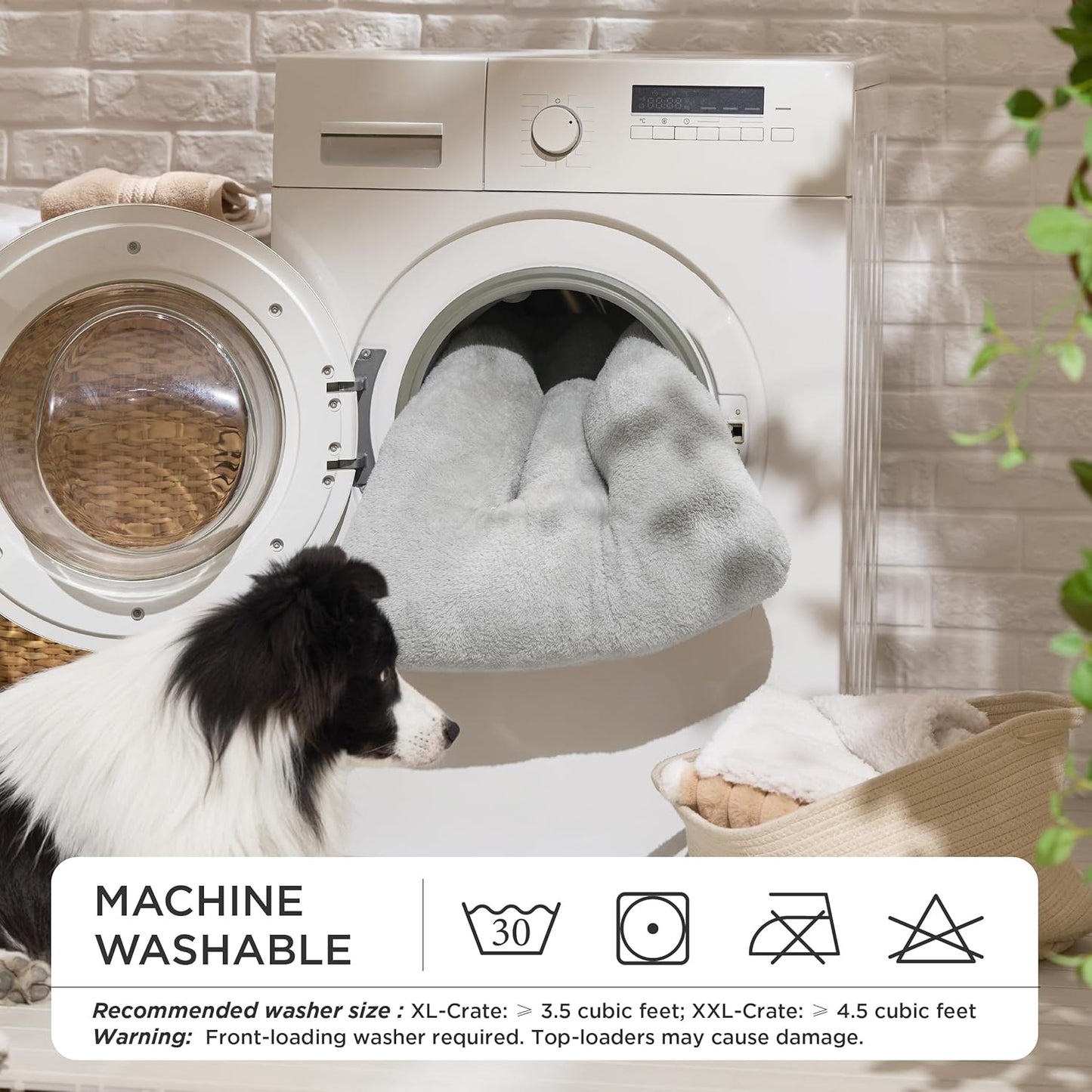 Bedsure Washable Dog Bed Medium Size Dog, Comfort Fluffy Plush Pillow Bed Crate Pad, Non-Slip and Machine Washable Kennel Pet Sleeping Mat, 29"x21", Gray