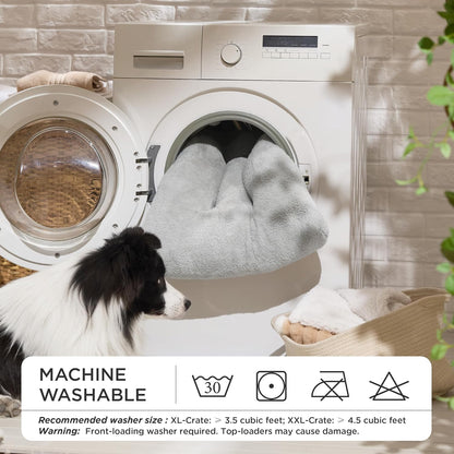 Bedsure Washable Dog Bed Medium Size Dog, Comfort Fluffy Plush Pillow Bed Crate Pad, Non-Slip and Machine Washable Kennel Pet Sleeping Mat, 29"x21", Gray