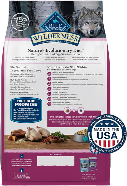 Blue Buffalo Wilderness Natural High-Protein Dry Food for Small Breed Adult Dogs, Chicken Recipe, 13-lb Bag