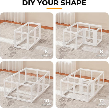 Acrylic Dog Playpen Indoor, Clear Dog Play Pen for Puppies and Small Dogs, Easy Assembly & Clean Puppy Pen (23.6", 8 Panels, White)