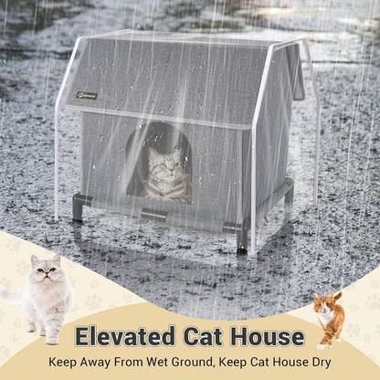 MIU COLOR Large Outdoor Cat House, Upgraded Aluminum Foil Material, Weatherproof Elevated Shelter & Outdoor Cat House, Small Weatherproof Cat Houses