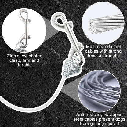 39ft Wall Mounted Retractable Dog Leash Extra Long Steel Cable with Length Lock, Anti Tangle Pet Leash for Medium Large Dogs up to 50lbs, Multi Purpose Outdoor Indoor Retractable Dog Tie