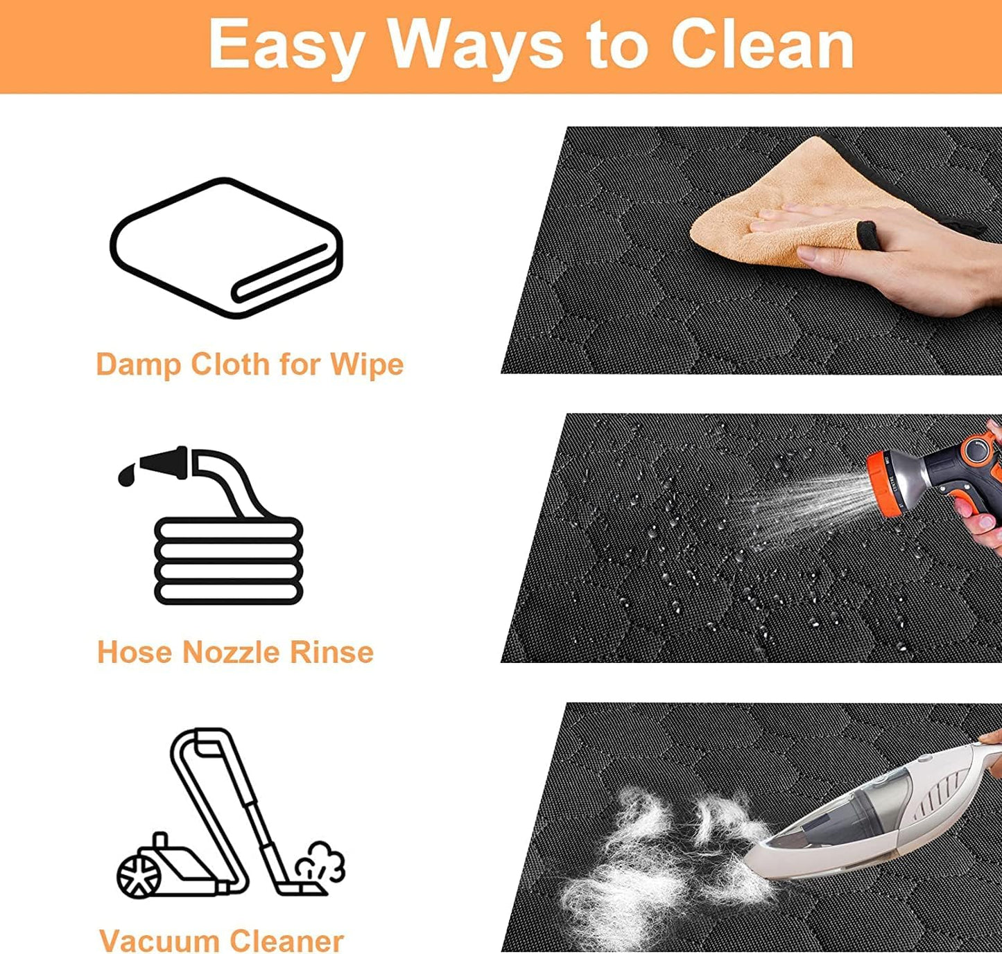 Mancro Dog Car Seat Cover, 2025 Upgraded 600D Heavy Duty Waterproof & Scratch-Resistant Dog Hammock for Car, Back Seat Pet Cover for Dogs with Sedan, Trucks and SUVs, Standard, Orange Leather