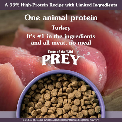 Taste of the Wild PREY Real Meat High Protein Turkey Limited Ingredient Dry Cat Food Grain-Free Recipe Made with Real Cage-Free Turkey, and Includes Probiotics for All Life Stages 6lb